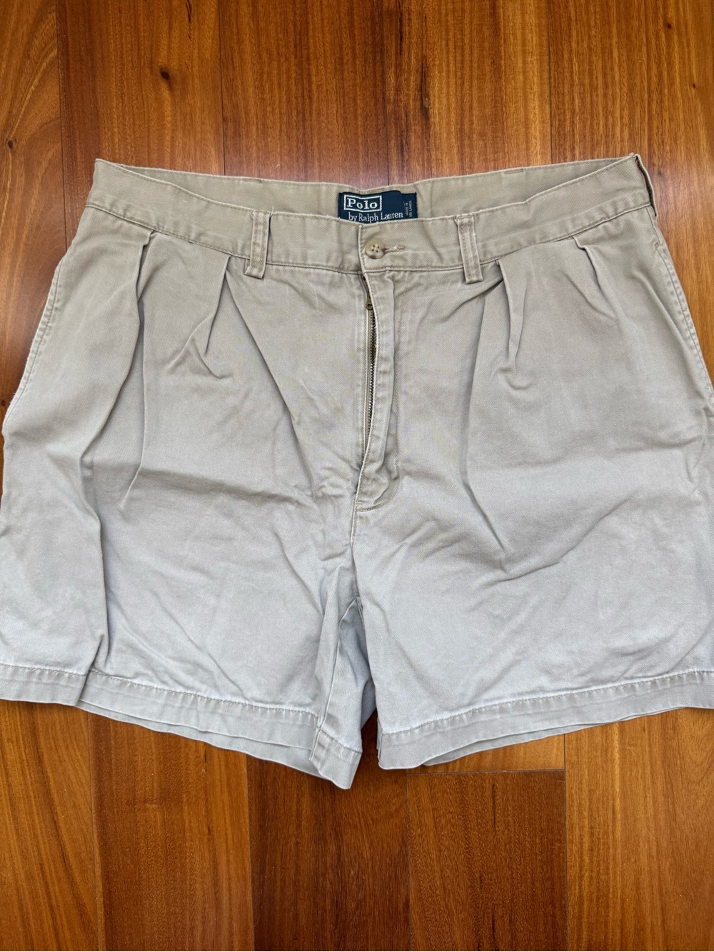Ralph Lauren Polo Men's Flat Front Pleated Khaki Shorts